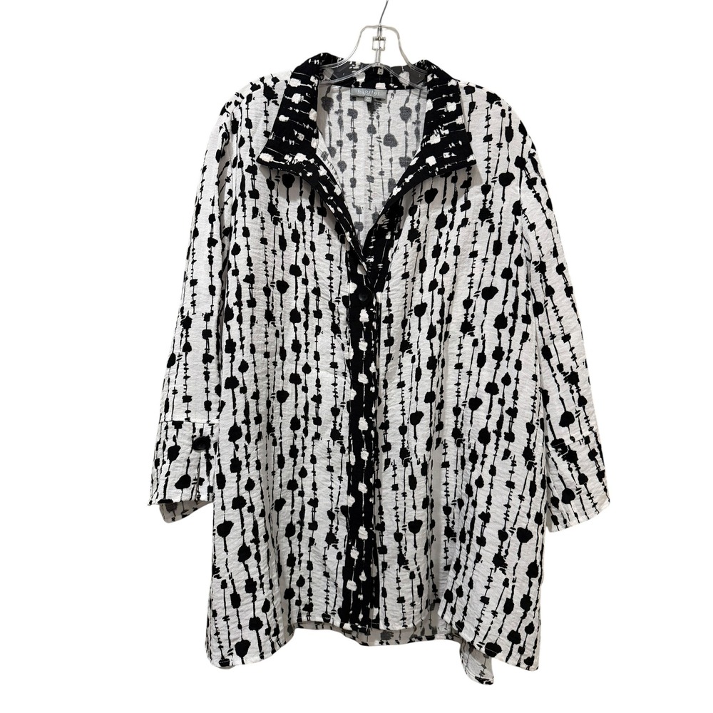 Habitat Clothes to Live In Womens XXL Black White Abstract Tunic Shirt 37741